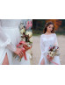 Ivory Eyelash Lace Chiffon Tie Back Bohemian Wedding Dress